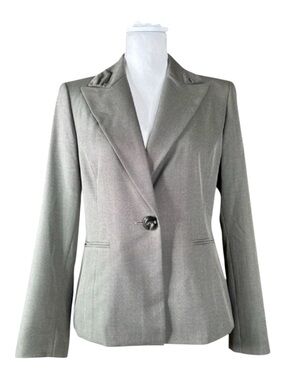 JONES WEAR One Button Blazer in Gray, Pleated Collar, Size 6.